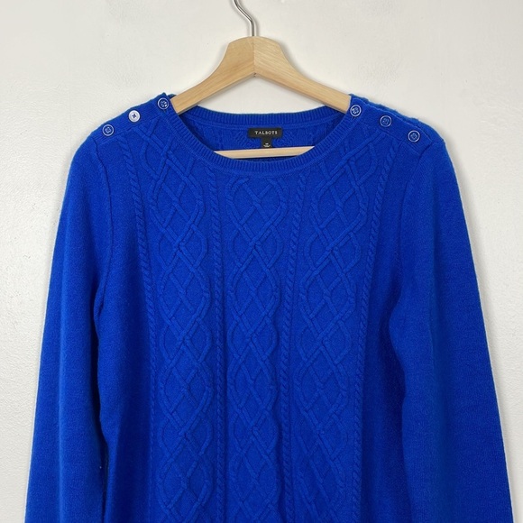 Talbots Wool Blend sweater women Medium long sleeve pullover button shoulder top - Picture 3 of 8